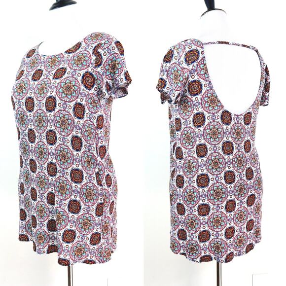 Lulus Size M Perfect Getaway Shift Dress Blue Orange Mandala Print - Picture 1 of 10